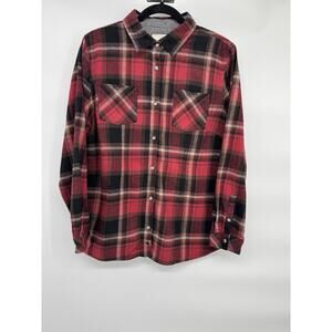 Legendary Whitetails Men's Red Black Plaid Flannel Button-Up Shirt XL